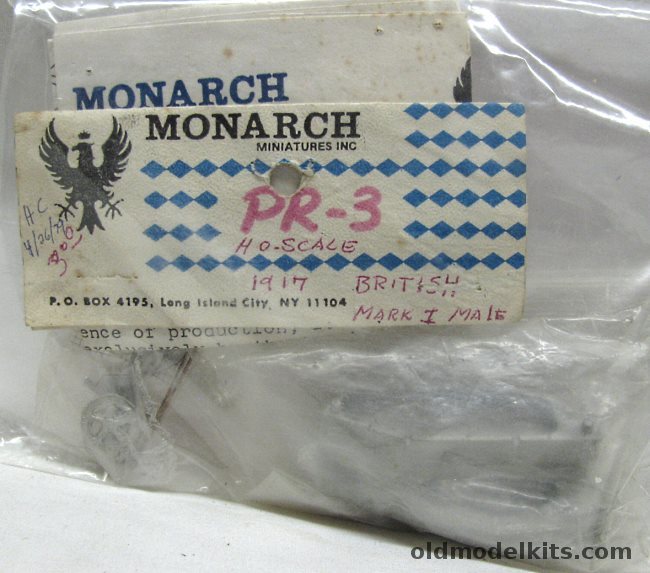 Monarch 1/87 British 1917 Mark I Male Tank - Bagged, PR-3 plastic model kit